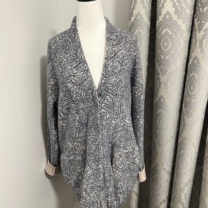 Blue and Cream Paisley Cardigan J-Jill